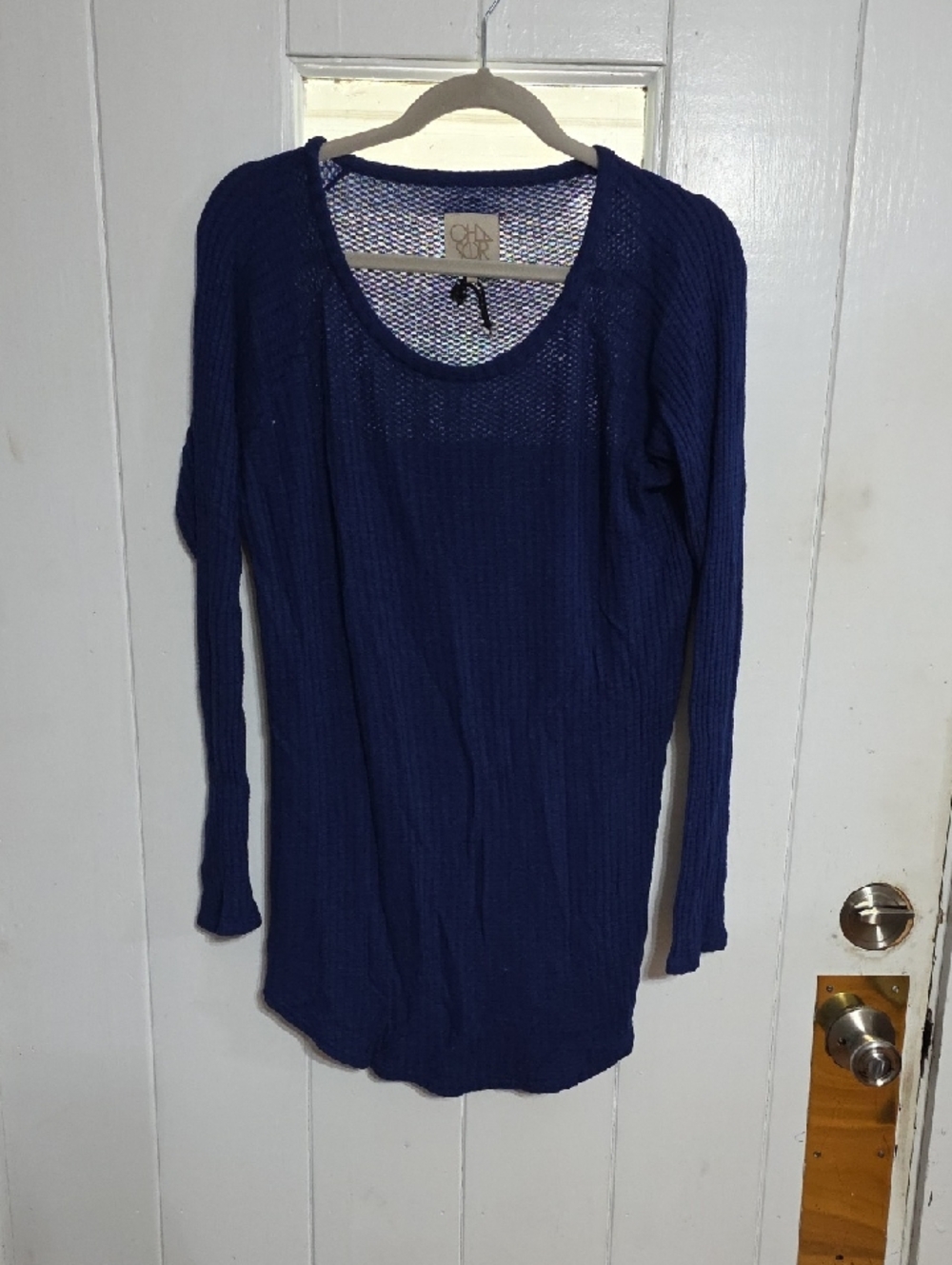 Chaser Womens Shirt Navy Waffle Knit Thetmal Lightweight Cozy Comfort Sz XXL EUC